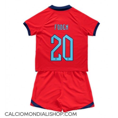 Maglie da calcio Inghilterra Phil Foden #20 Seconda Maglia Bambino Mondiali 2022 Manica Corta (+ Pantaloni corti)